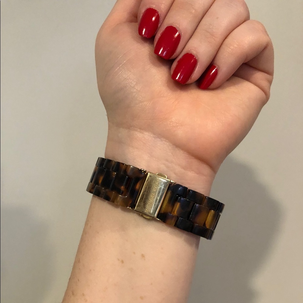 Michael Kors Tortoise Shell & Crystal Inlay Watch - Picture 6 of 7